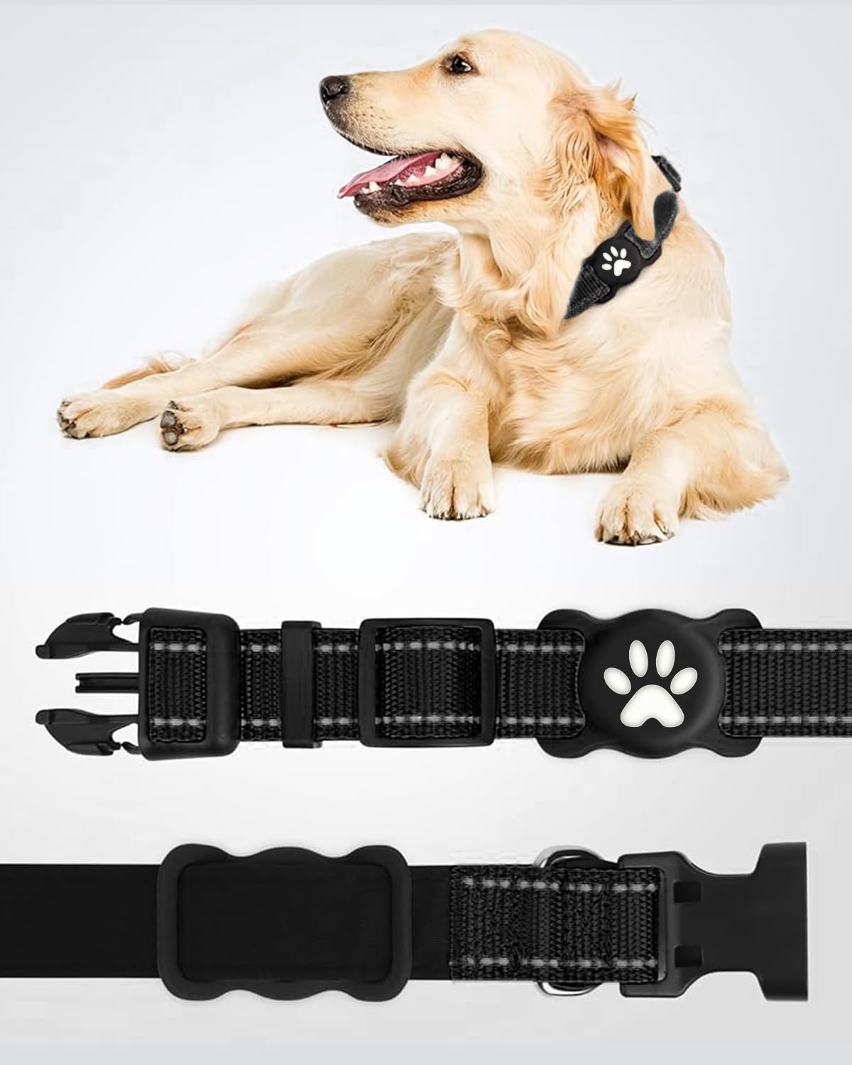 Qpets Dog Collar Holder for AirTag Cat Collar Buckle, Waterproof Protective AirTag Holder Tracker, Elasticity Silicone Loop Case for AirTag Pet Collar AirTag Holder Locator Tag (Black) Qpets Dog Collar Holder for AirTag Cat Collar Buckle, Waterproof Protective AirTag Holder Tracker, Elasticity Silicone Loop Case for AirTag Pet Collar AirTag Holder Locator Tag (Black)